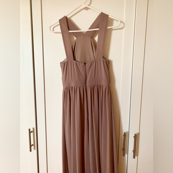 LULU’S AIR OF ROMANCE TAUPE LAVENDER MAXI DRESS SIZE S - Picture 5 of 13